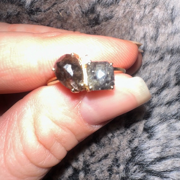 Rustic Salt & Pepper Diamond 14k Ring - Picture 2 of 3